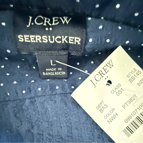 J.Crew Shirt Men Short Sleeve Blue Polka Dot Size L Button-Up NWT - Picture 10 of 11